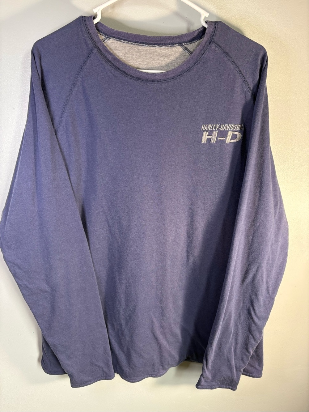 Harley-Davidson Men's Long Sleeve Tee Navy Blue with White Logo